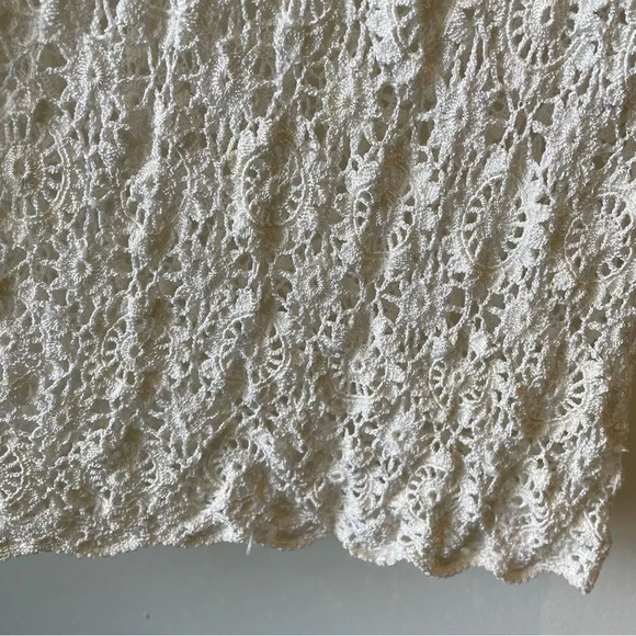 Vintage 90s‎ handmade cream crochet  knit short sleeve top S - Picture 3 of 11